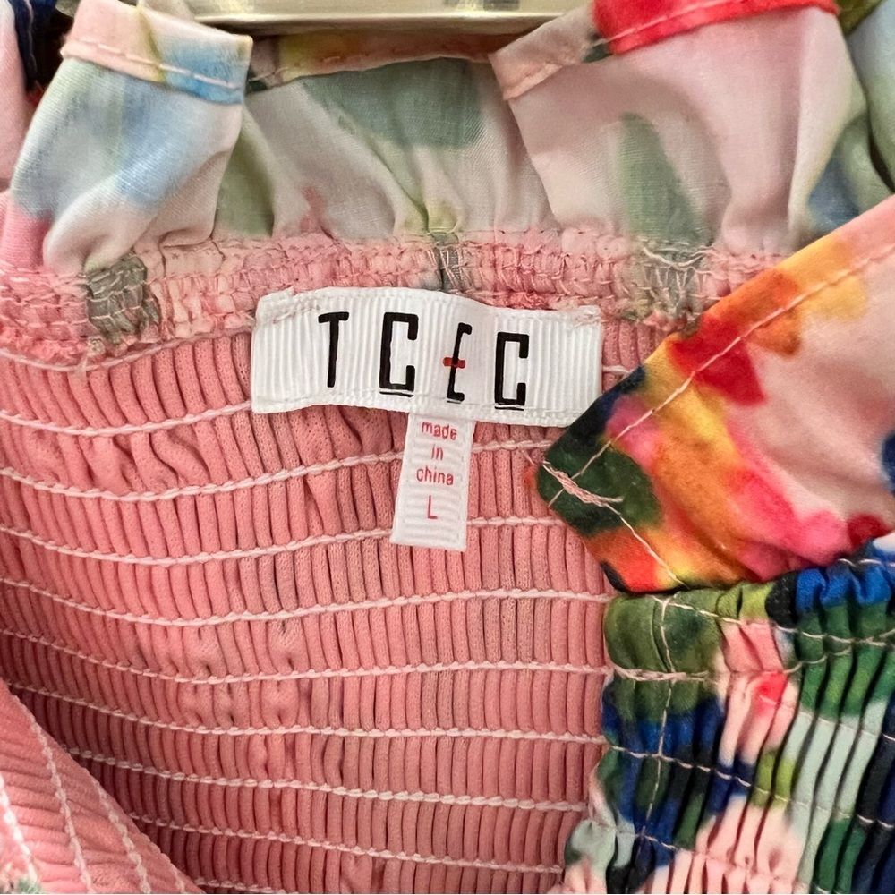 TCEC Multicolor Floral Blouse with Ruffle Sleeves Large - Picture 5 of 10
